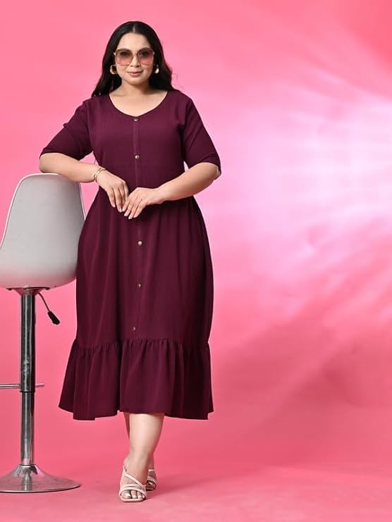 Image of PrettyPlus by Desinoor.com Women's Plus Size Kurta | Ethnic Kurta for Women | Office & Festive Traditional Kurta Firozi