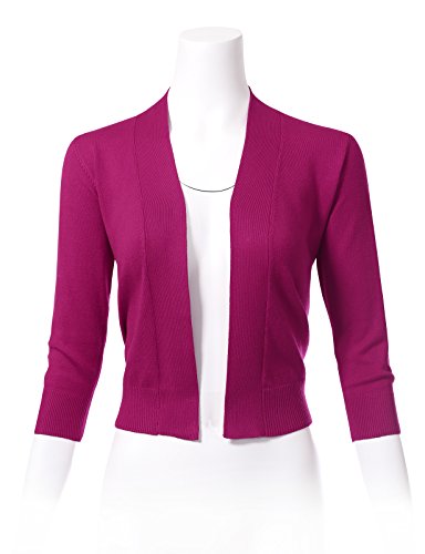 Image of Allsense Women's 3 /4 Sleeve Cropped Shrug Cardigan | Classic Bolero, Open-Front, Lightweight Soft Fine Knit Cover Up