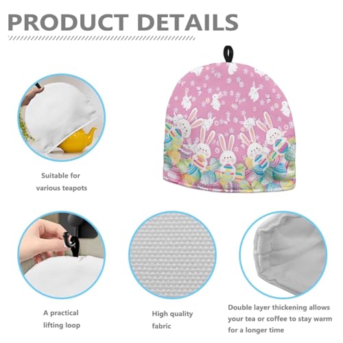 Image of Easter Bunny Print Tea Pot Cover Teas Cosy Insulated Tea Cozies Home Kitchen Decoration Teapot Dust Cover Warming Tea Kettle Quilt Creative Gifts for Banquet