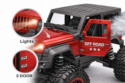 Image of Braintastic Model Diecast Car Toy Vehicle Pull Back Friction Car with Openable Doors Light & Music Toys for Kids Age 3+ Years (Off Road RED)