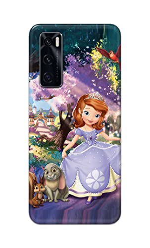 Image of PRINTFIDAA Cartoon Little Girl with Crown and Pet Animals Printed Designer Hard Case for Vivo V20 SE Back Cover -(e) RPM1008