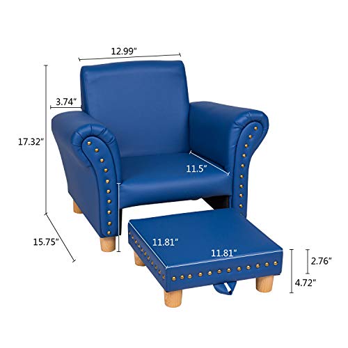 Kinbor Kids Leather Sofa Chair Toddler Lounge Sofa Kids Upholstered Chair With Footstool For Nursery School Game Room Kindergarten #TOP2