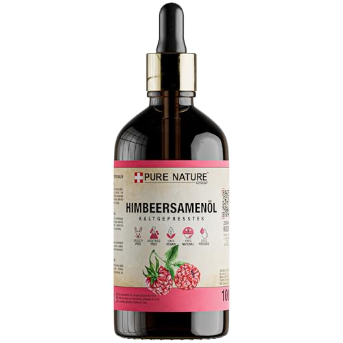 CHOSA Himbeersamenöl Kaltgepresst Unraffiniert 100% Reines 100 ml - Pflege Öl für Körper Nagel und Haare - Himbeerkernöl als Sonnenschutz - Reich an Omega-3 und Antioxidantien 100ml Glasflasche
