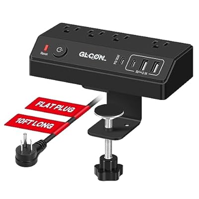 Desk Clamp Power Strip - 20W USB C Fast Chargin...