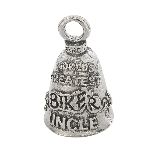 Image of Guardian Bell Worlds Greatest Biker Uncle Good Luck Bell w /Keyring & Black Velvet Gift Bag | Motorcycle Bell | Lead-Free Pewter | Good Luck Gift to Friends & Family | Bike Bell | Made in USA