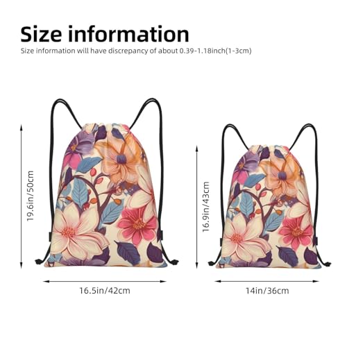 Drawstring Bag Lightweight Small Gym Bag for Women Flowers Pattern Soccer Backpack for Sports Travel3
