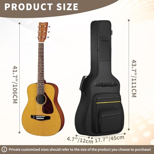 Image of ANILD Acoustic Guitar Bag Guitar Case 40 41 42 Gig Bag | 0.35 In Thick Padding Water Resistant Dual Adjustable Shoulder Strap Back Hanger Loop with Anti-theft Pocket, Black