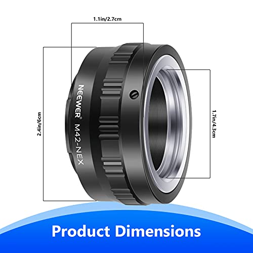 Neewer Adjustable Screw Mount Adapter for M42 Lens to Sony NEX E-Mount Camera, E-Mount Camera Such as NEX-3 NEX-3C, Alpha A7/A7¢ò, A7R/A7R¢ò, A7S/A7S¢òand More