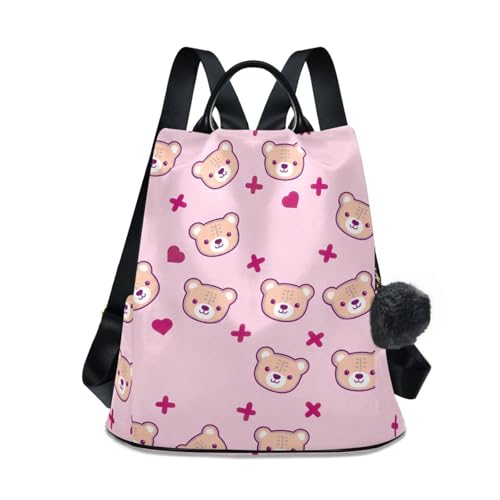 Sac à dos antivol pour femme avec imprimé ours et multiples poches