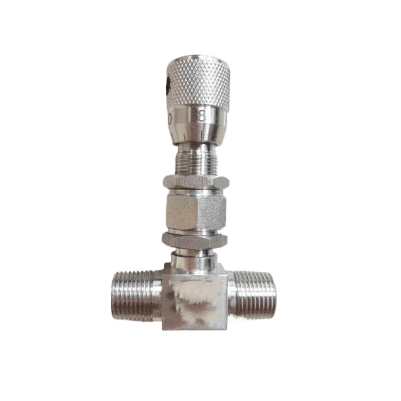 Válvula de aguja de acero inoxidable 304 con mamparo y conexión de 3/8 pulgadas BSPT