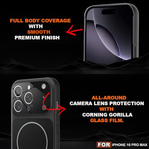 Image of SHINESTAR iPhone 16 Pro Max Case - Premium Shockproof Protective Cover, Wireless Charging Compatible, Slim & Durable Luxury Back Cover with Camera Protection (Black)