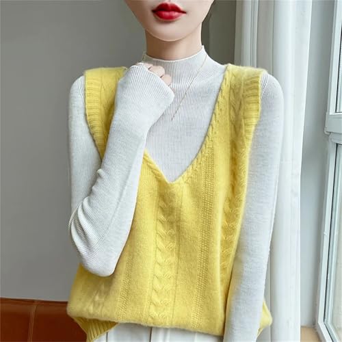 Women's V-Neck Cashmere Vest Simple Cashmere Sweater Vest Knitted Sleeveless Pullover3
