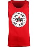 ShirtBANC California All Star Mens Shirt Cali Life Bandana Bear Tee (CA All Star Red Tank, L)