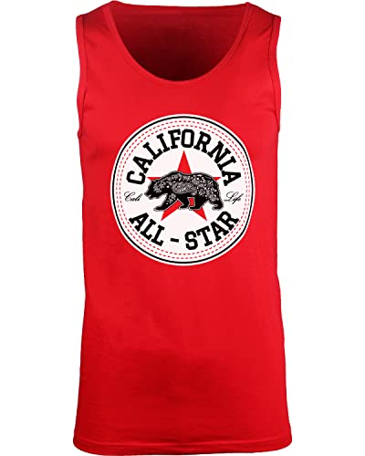 Shirtbanc California All Star Mens Shirt Cali Life Bandana Bear Tee (Ca All Star Red Tank, L) #TOP21