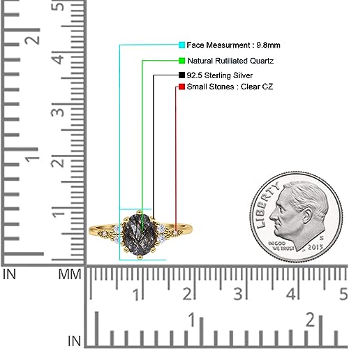 OMRANII Oval Natural Rutilated Quartz Marquise Antique Style Gift For Women Art Deco Wedding Engagement Ring CZ 925 Sterling Silver4