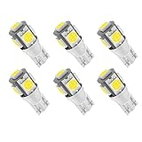 6pcs T10 194 168 Led Car Bulb 6000K White Light, Upgrade 5 SMD 5050 Chipset 2825 W5W 175 158 LED Light for Map Dome Door Courtesy License Plate Side Marker Light T10 Led Car Bulb