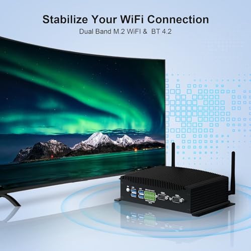Image of WEIDIAN Mini PC Fanless Industrial Core i7 10510U 32GB RAM 1TB SSD Win11 Mini Desktop Computer Linux, GPIO, 4K 3Display(2HD+DP), 2LAN, 2COM RS232 /422 /485, 6USB WiFi&BT RAID Wake On LAN Auto Power On
