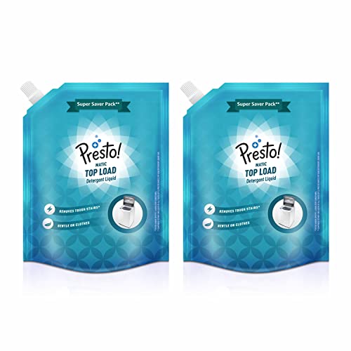 Amazon Brand - Presto! Matic Top Load Liquid Detergent, Refill Pack | 4 Litre | 2 L X 2 Packs | Removes Tough Stains | Gentle On Clothes | Refreshing Fragrance | Protects Fabric Color | Bleach-Free