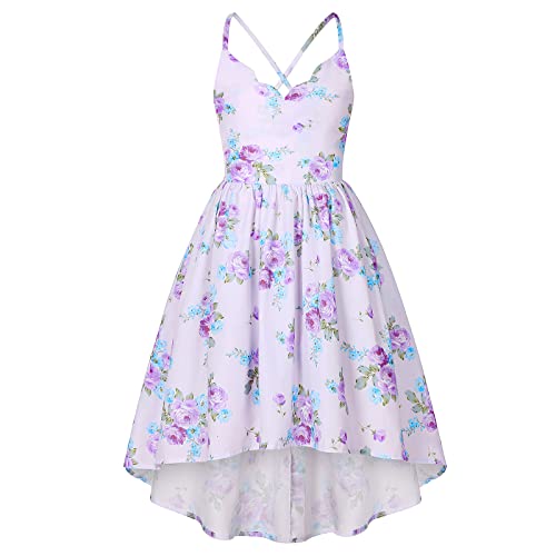 Girls Dress Toddler Girl Floral Print Dress Summer Knee Length Ruffle Halter Sleeveless Kids Casual Beach Tea Party Dresses