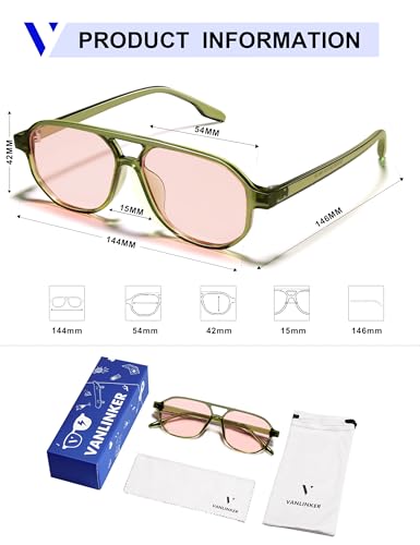 Image of VANLINKER Retro 70s Aviator Sunglasses for Women Men,Classic Small Square Vintage Trendy Hexagonal Shades 2025 UV400 VL9870