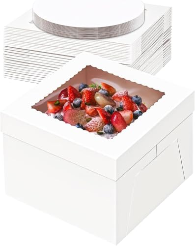 Tlczrva Tortenkarton,5er-PackTortenbox Set, Kuchenbox,Tortentransportbox,weiße Tortenschachtel mit Fenster und 5 Kuchenrunde Bretter, Kuchenkarton für Torten, Gebäck(25.4 * 25.4 * 20.3) Tlczrva Tortenkarton,5er-PackTortenbox Set, Kuchenbox,Tortentransportbox,weiße Tortenschachtel mit Fenster und 5 Kuchenrunde Bretter, Kuchenkarton für Torten, Gebäck(25.4 * 25.4 * 20.3)