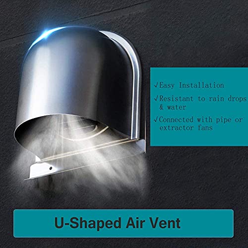 Hopbucan 4Inch 100mm Waterproof Stainless Steel Vent Vent Hood Anti- Exhaust Extractor for Wall Air Outlet Cover,B - Image 2