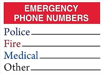 MAGNET 5x7 inch Emergency Phone Numbers Sticker Business Contacts Police fire Safety Magnetic vinyl bumper sticker sticks to any metal fridge, car, signs
