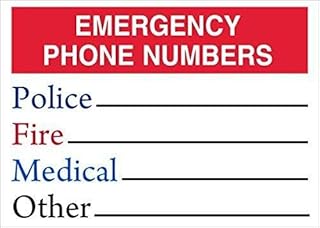 MAGNET 5x7 inch Emergency Phone Numbers Sticker (Business Contacts Police fire Safety) Magnetic vinyl bumper sticker sticks to any metal fridge, car, signs