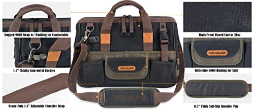 32-Pockets Waxed Canvas Tool Bag, Heavy-Duty Electrician Tool Bag, Hvac Tool Bag, Tool Bag Organizer, 16" Tools Bag Carrier, Tool Bags For Electricians, Tool Bags For Men, Tool Bags For Construction #TOP6