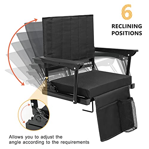 Lilypelle Stadium Seat For Bleachers With Back Support, Foldable Bleacher Seat With Padded Cushion, Protable Stadium Chairs With Armrest And Shoulder Strap #TOP4