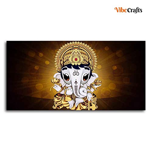 Image of VIBECRAFTS Canvas Paintings for Living Room Drawing Room Little Ganesha Canvas Wall Painting Fitted With Wooden Frame For Home | Office | Living Room | Gift (PTVCH 2497)