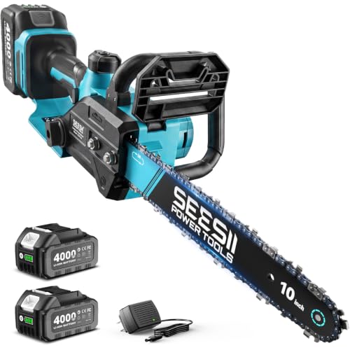 Image of SEESII 10-Inch Cordless Mini Chainsaw, Electric Saw with Brushless Motor