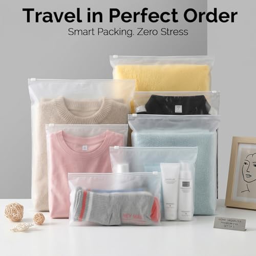 Image of ZURATO 5pc Set Transparent Packing Bags for Travelling, Zip Bags for Clothes, Cosmetic, Jewellery, Tolitary, Shoes Storage Bag for Travel Organizer, Zip Lock Bag with Air Vent Hole (5 Set)