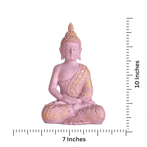 Image of The Advitya Buddha Idol for Home Decor | White Gautam Buddha Statue Showpiece for Living Room, Office & Temple | Resin Shakyamuni Buddha Figurine | Housewarming Gift (Pink |10 inch)