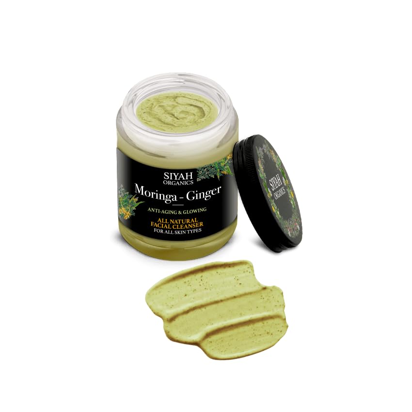 Siyah Organics Moringa & Ginger - Limpiador facial hidratante antienvejecimiento y brillante, producto de cuidado de la piel hecho a mano totalmente