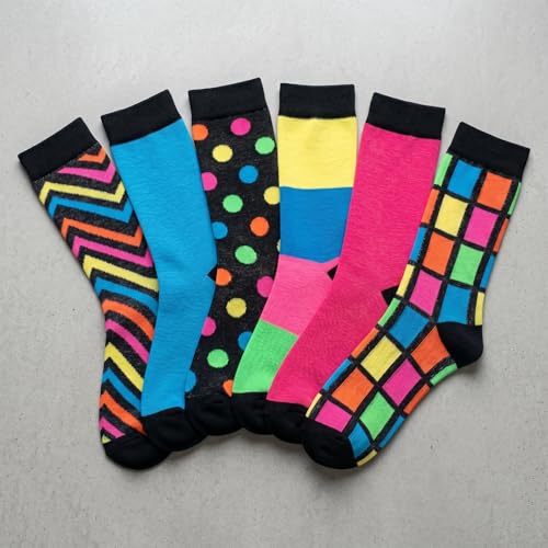 Image of Tipi Toe Women's 6-Pack Funky Crew Socks | Colorful Fun Patterned Novelty Dress Socks, Sizes 9-13