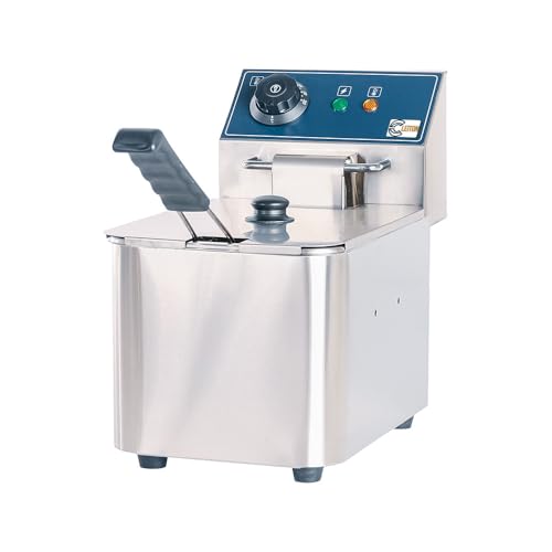 Cleiton® Freidora Industrial Eléctrica 4 Litros Simple Sobremesa | Freidora Profesional de Aceite en Acero Inox 2000 W Termostato Alta Precisión