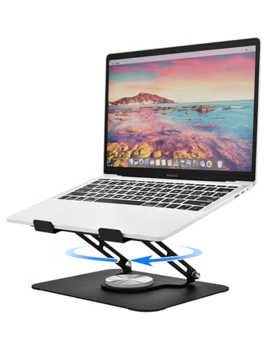 Laptop Stand for Desk, Adjustable Computer Stand with 360° Rotating Base, Laptop Riser Compatible with MacBook Air/Pro, Dell, HP, Lenovo and All 10-17'' Laptops