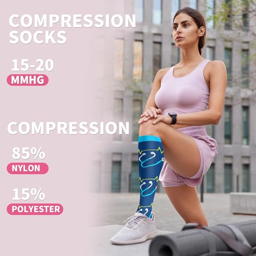 Compression Socks for Women & Men 6 Pairs is Best Supportive Knee High Stockings for Circulation, Travel, Nurses2