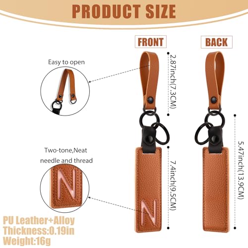 XGALBLA Initial PU Leather Letter Keychains for Women, Two-tone Splicing Key Tag Key Holder Lanyard Strap Luggage Backpacks