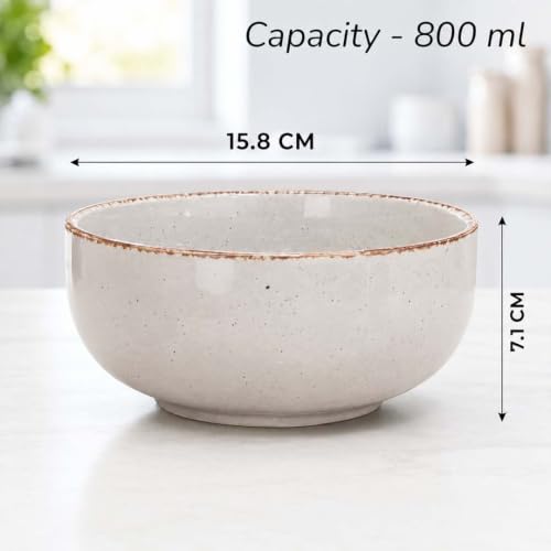 Image of The Earth Store Lavender Marble Serving Bowl - 800ML Ceramic Bowl Set of 2 | Microwave & Dishwasher Safe Ceramic Serving Bowl for Home, Gifting & Restaurants
