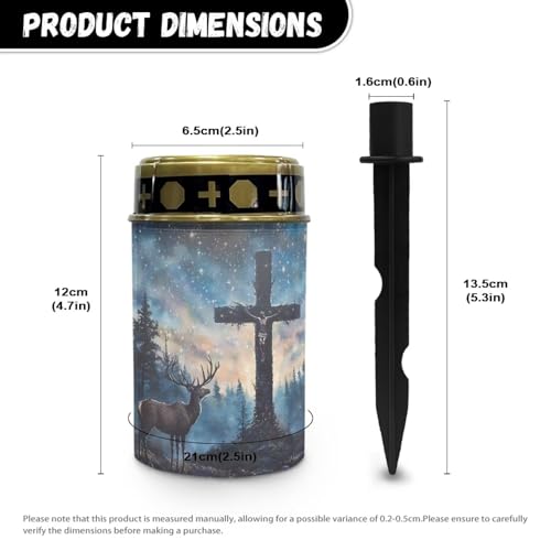 Image of Poceacles 2 Pieces Cross Solar Powered Outdoor Lights Cemetery Solar Candle Solar Memorial Lights Outdoor Waterproof Landscape Lights for Yard Patio Lawn Outdoor Home Decor, Deer Cross Galaxy Blue