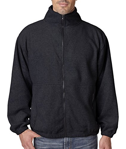 UltraClub Men's Iceberg Fleece Full-Zip Jacket - Black - Large
