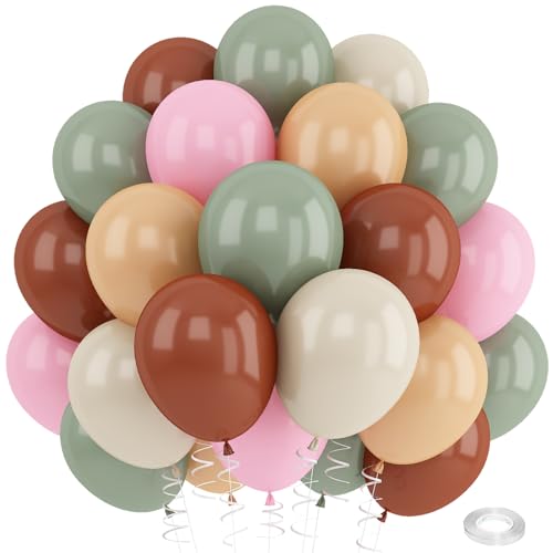 Ballons vert sauge et marron café en latex épais de qualité premium pour arche de mariage
