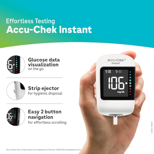 Accu-Chek Instant Blood Glucose Glucometer (with Bluetooth) with Vial of 10 Strips, 10 Lancets and a Lancing Device FREE for Accurate Blood Sugar Testing - Image 3
