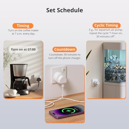 Image of SONOFF Mini Smart Plug WiFi Smart Plug with Energy Monitoring and Remote Control Programming Functions, Compatible with Alexa /Google Home and IFTTT, 2.4GHz, No Hub Required, S60TPG
