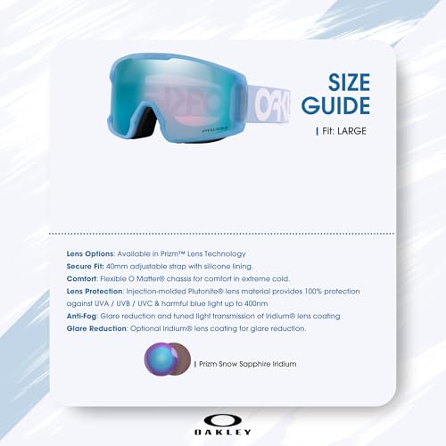 Image of Oakley Line Miner LARGE /MEDIUM Ski Goggles for Men for Women | In Matte Black, FP Black & Navy W Prizm Sapphire. Bonus kit: cleaning spray, cloth, screwdriver & mirror.