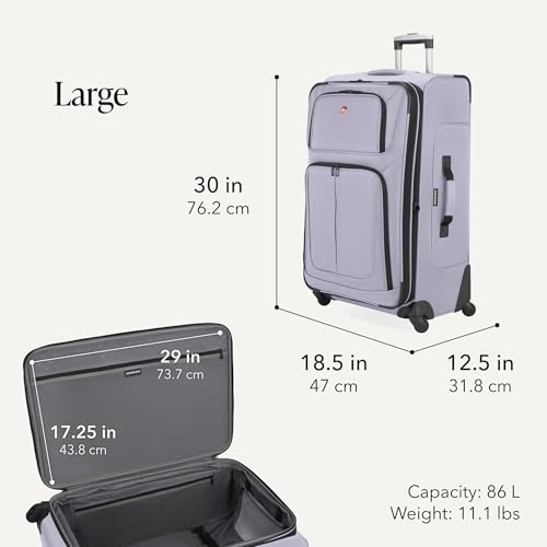 Image of SWISSGEAR Sion Carry-On /Large Softside Expandable Spinner Luggage Set, Lightweight, Evening Haze, 2-Piece Set (21 /29-Inch)