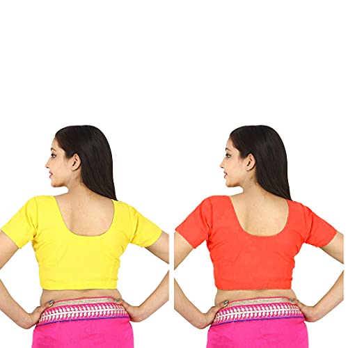 Image of Namita Women's Rubia Cotton Half Sleeve Blouse (U-COT-COM-2-YELLOW-ORANGE-36 Yellow-Orange 36)