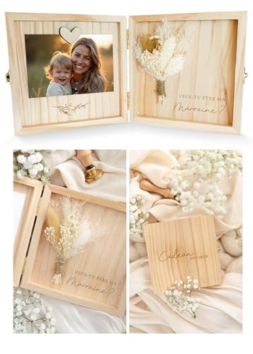 Joli Coon Coffret en bois pour demande marraine - Veux tu etre ma marraine - Coffret cadeau haut de...